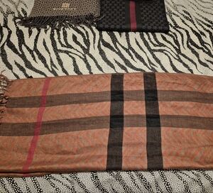 Brown and Black Plaid Scarf